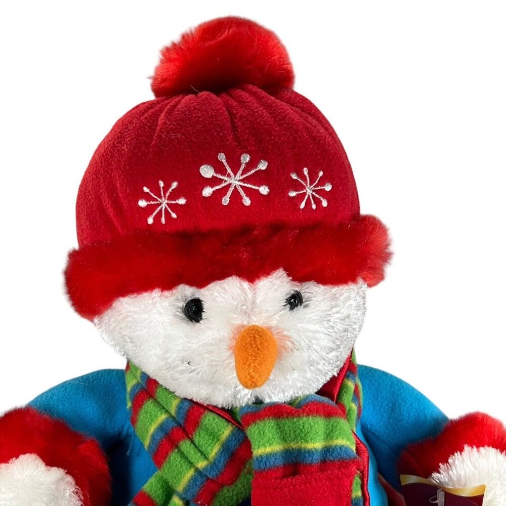 Plush Snowman Dan Dee Collectors Choice Scarf Sweater 14" Hat Snowflakes NWT - Picture 2 of 14
